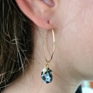 Boho Hoop Earrings - Gold & Black